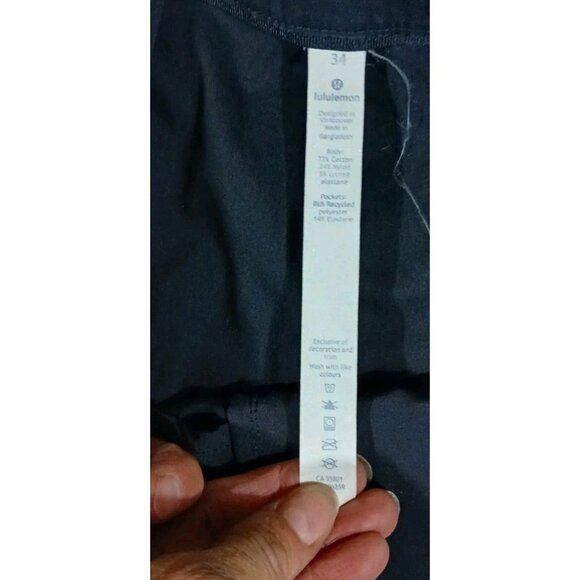 Lululemon Commission Shorts Size 34 Black Zippered Pockets Slim Chino DWR 9" - Picture 5 of 8